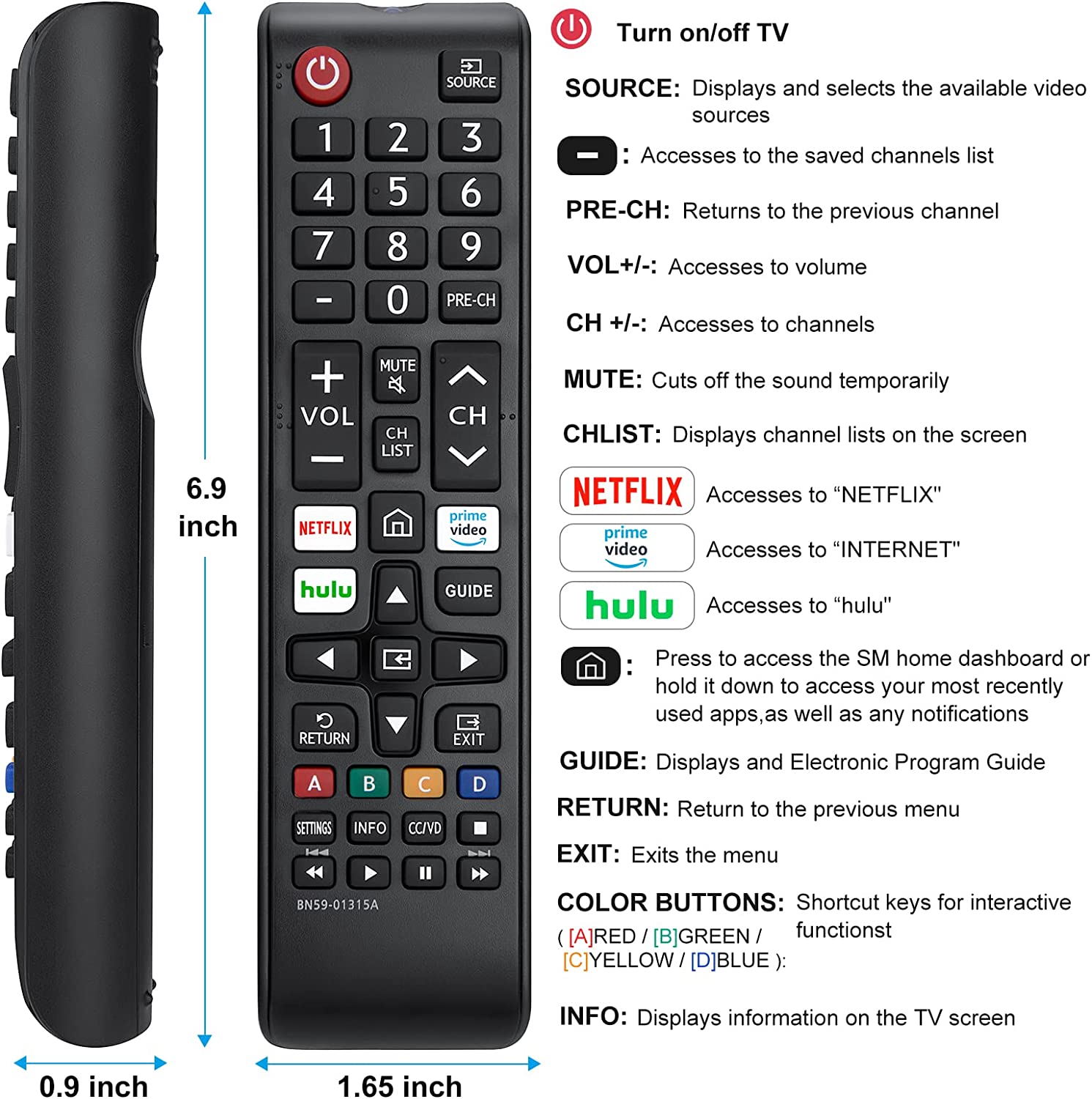 【Pack of 2】 New Universal Remote for All Samsung TV Remote, Replacement Compatible for All Samsung Smart TV, LED, LCD, HDTV, 3D, Series TV Reasonable Price