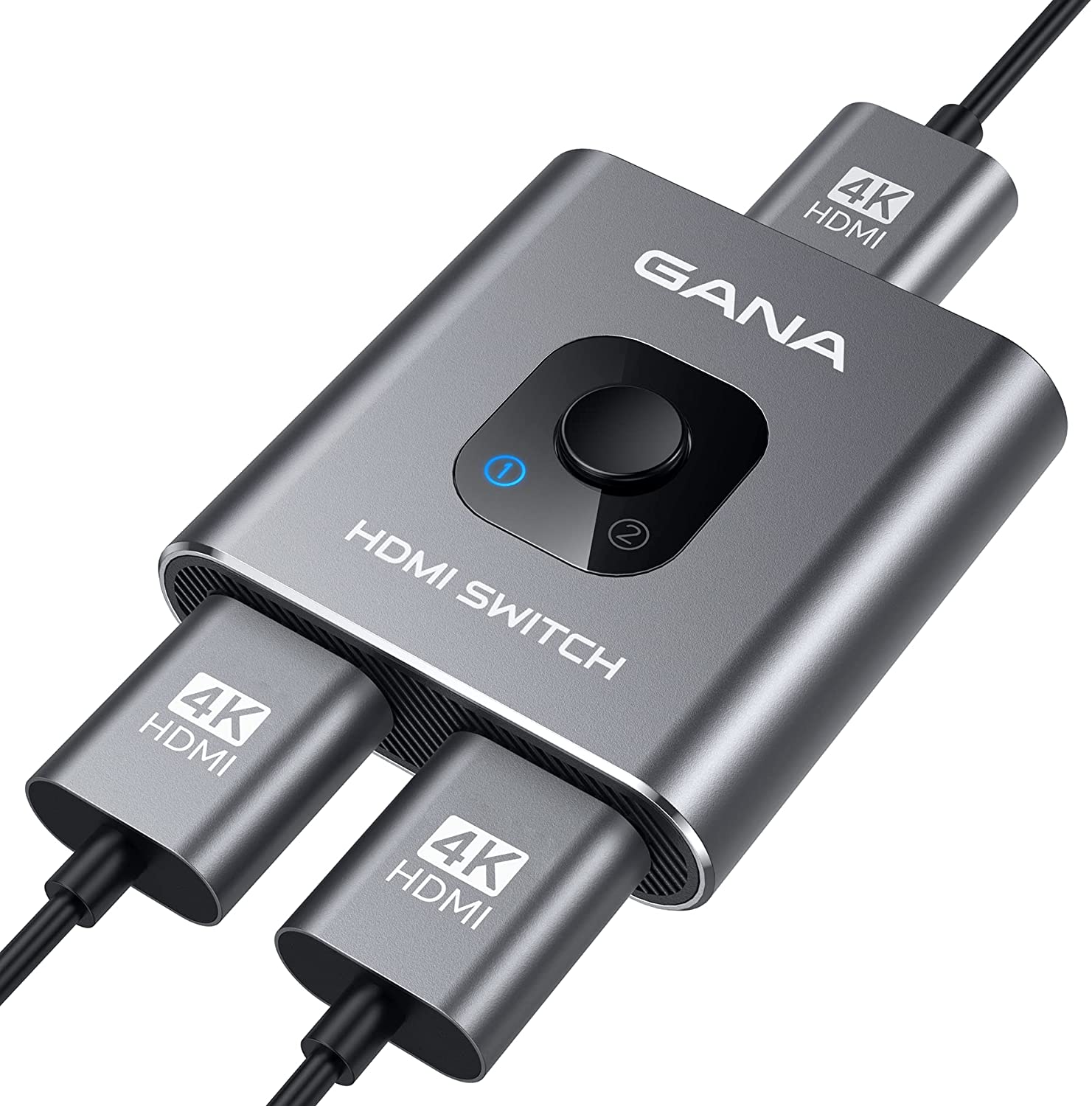 HDMI Switch 4k@60hz Splitter, GANA Aluminum Bidirectional HDMI Switcher 2 in 1 Out, Manual HDMI Hub Supports HD Compatible with Xbox PS5/4/3 Blu-Ray Player Fire Stick Roku (1 Display at a Time) Best Price