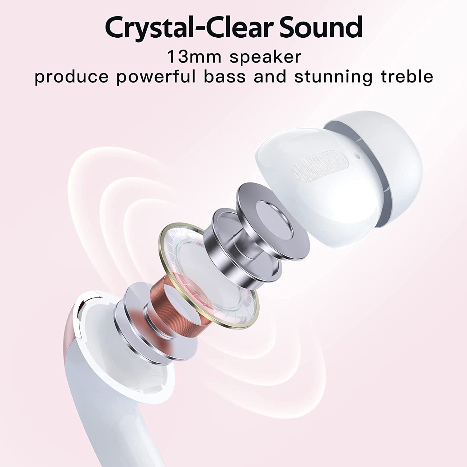 TAGRY Bluetooth Headphones True Wireless Earbuds 60H Playback LED Power Display Earphones with Wireless Charging Case IPX5 Waterproof in-Ear Earbuds with Mic for TV Smart Phone Computer Laptop Sports Reasonable Price