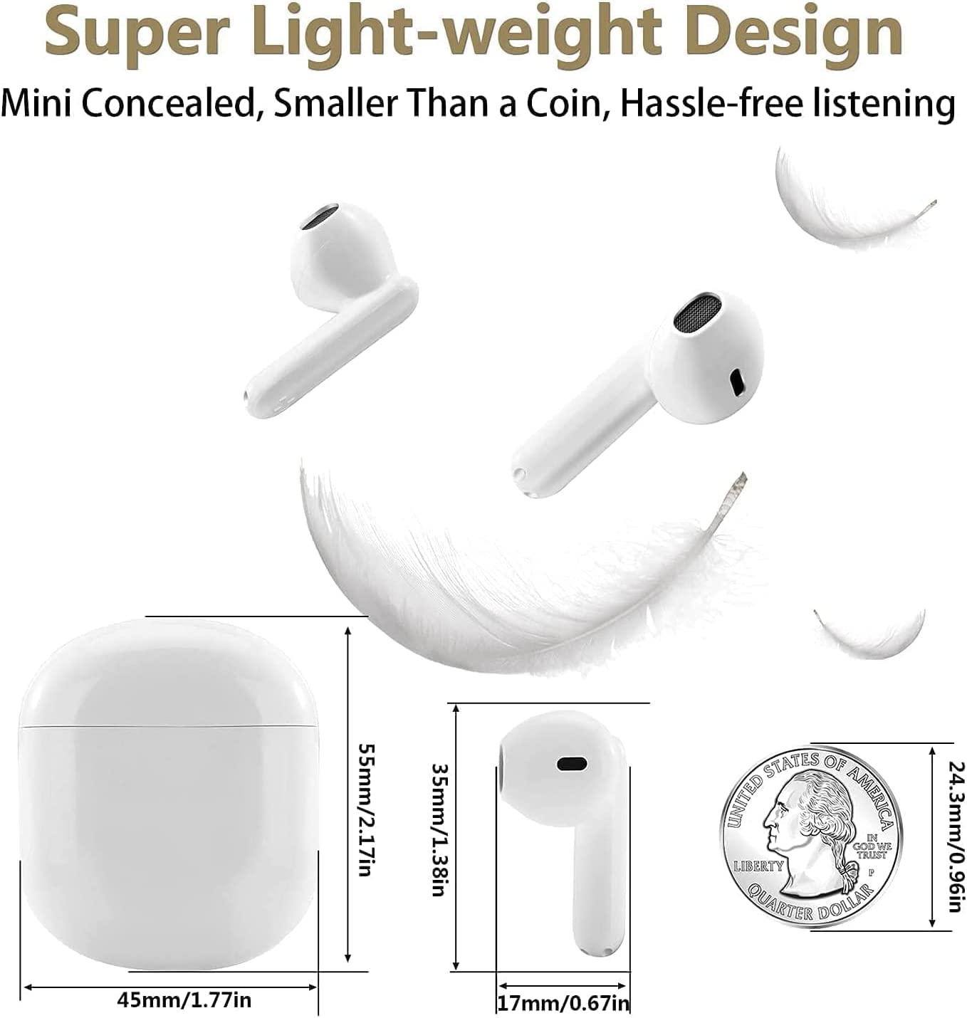 Wireless Earbud Bluetooth 5.0 Headphones Noise Cancelling Air Buds Pods 3D Stereo Ear pods in-Ear Ear Buds with Deep Bass Earphones Sport Headsets for Android/Samsung/Apple iPhone Reasonable Price