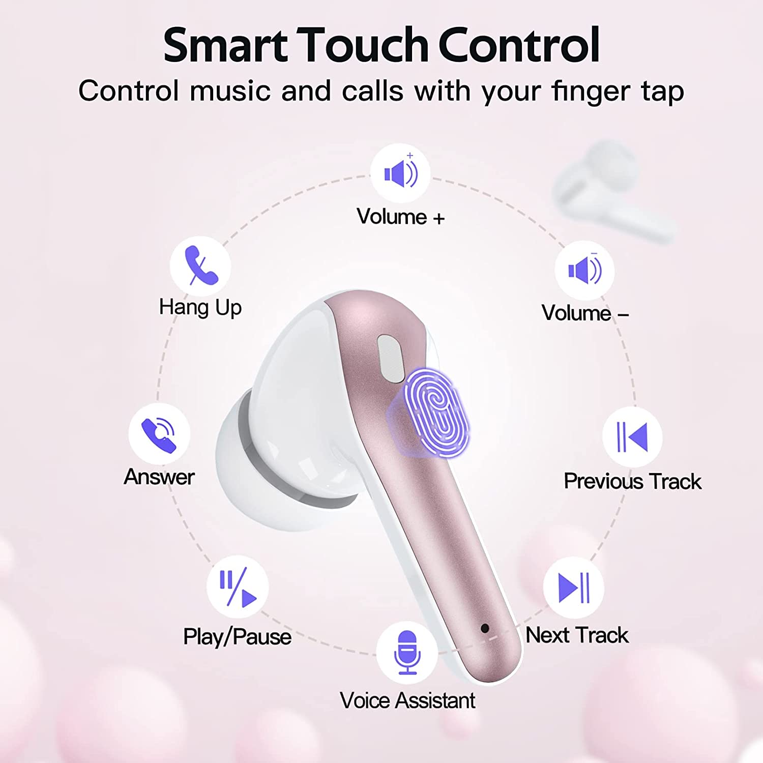 TAGRY Bluetooth Headphones True Wireless Earbuds 60H Playback LED Power Display Earphones with Wireless Charging Case IPX5 Waterproof in-Ear Earbuds with Mic for TV Smart Phone Computer Laptop Sports Affordable Price