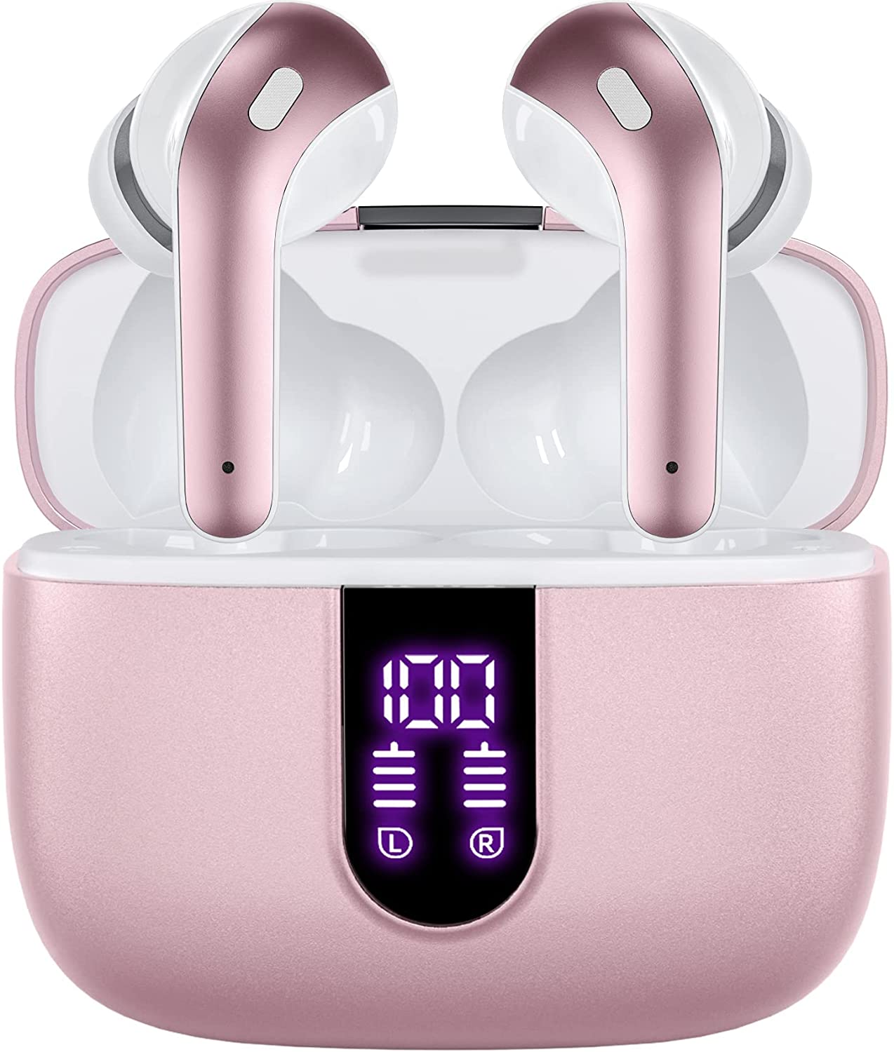 TAGRY Bluetooth Headphones True Wireless Earbuds 60H Playback LED Power Display Earphones with Wireless Charging Case IPX5 Waterproof in-Ear Earbuds with Mic for TV Smart Phone Computer Laptop Sports Best Price