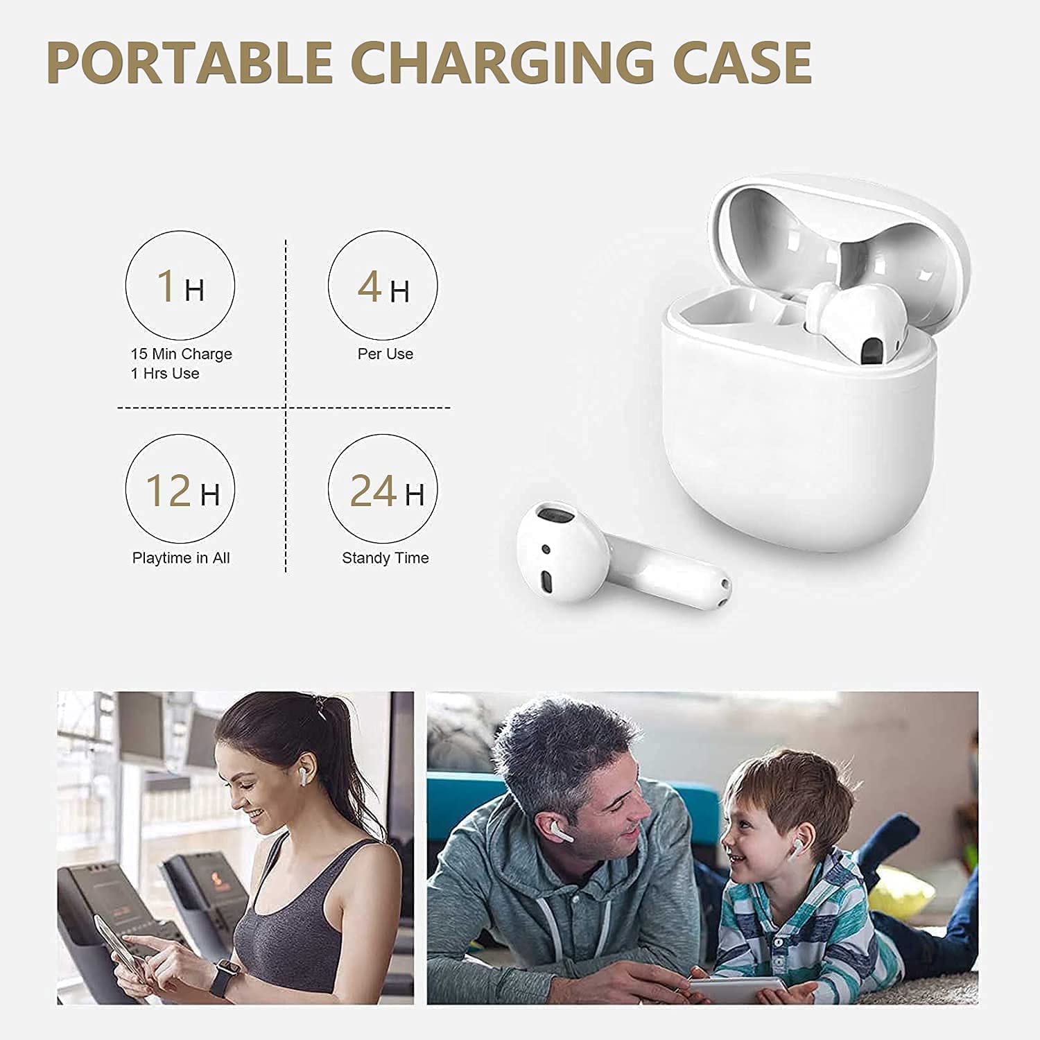 Wireless Earbud Bluetooth 5.0 Headphones Noise Cancelling Air Buds Pods 3D Stereo Ear pods in-Ear Ear Buds with Deep Bass Earphones Sport Headsets for Android/Samsung/Apple iPhone Affordable Price