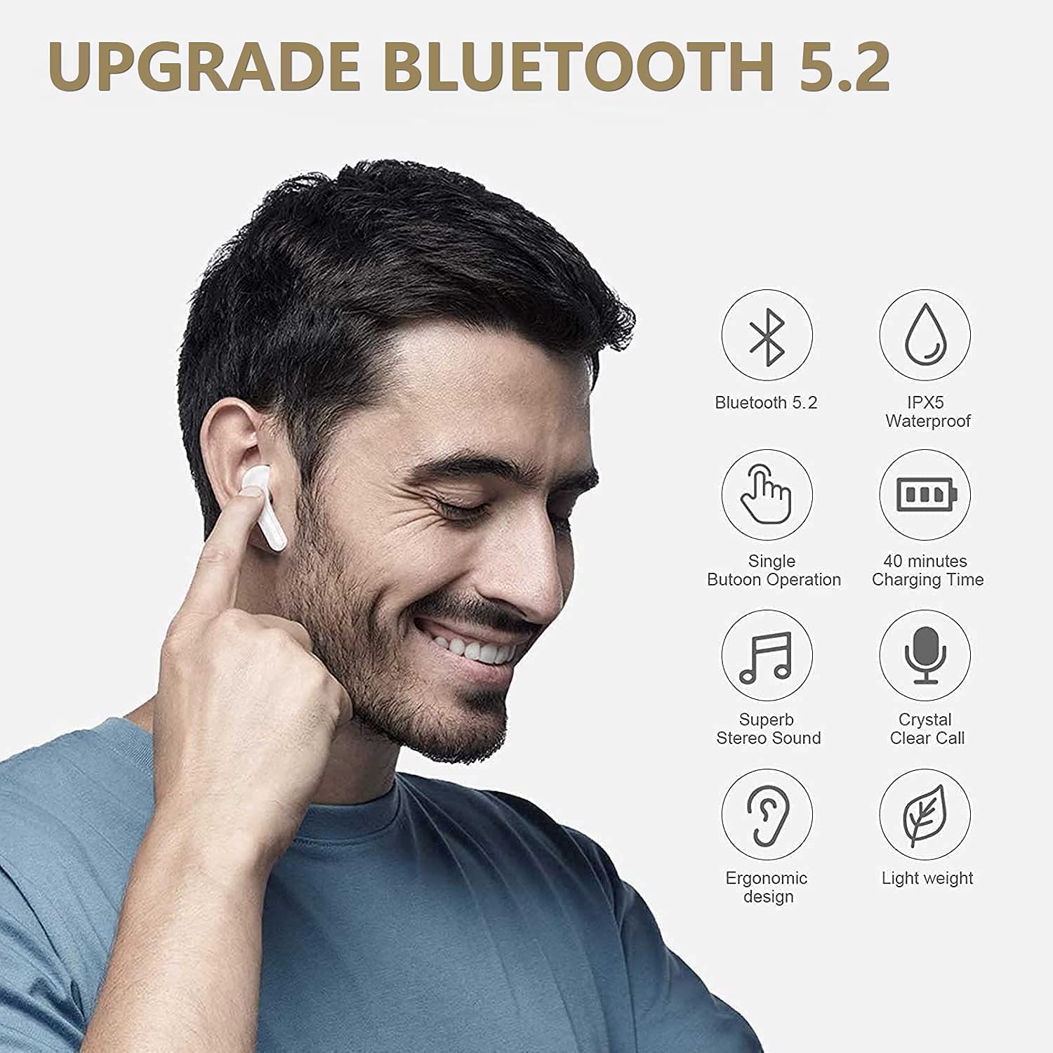 Wireless Earbud Bluetooth 5.0 Headphones Noise Cancelling Air Buds Pods 3D Stereo Ear pods in-Ear Ear Buds with Deep Bass Earphones Sport Headsets for Android/Samsung/Apple iPhone Cheapest Price