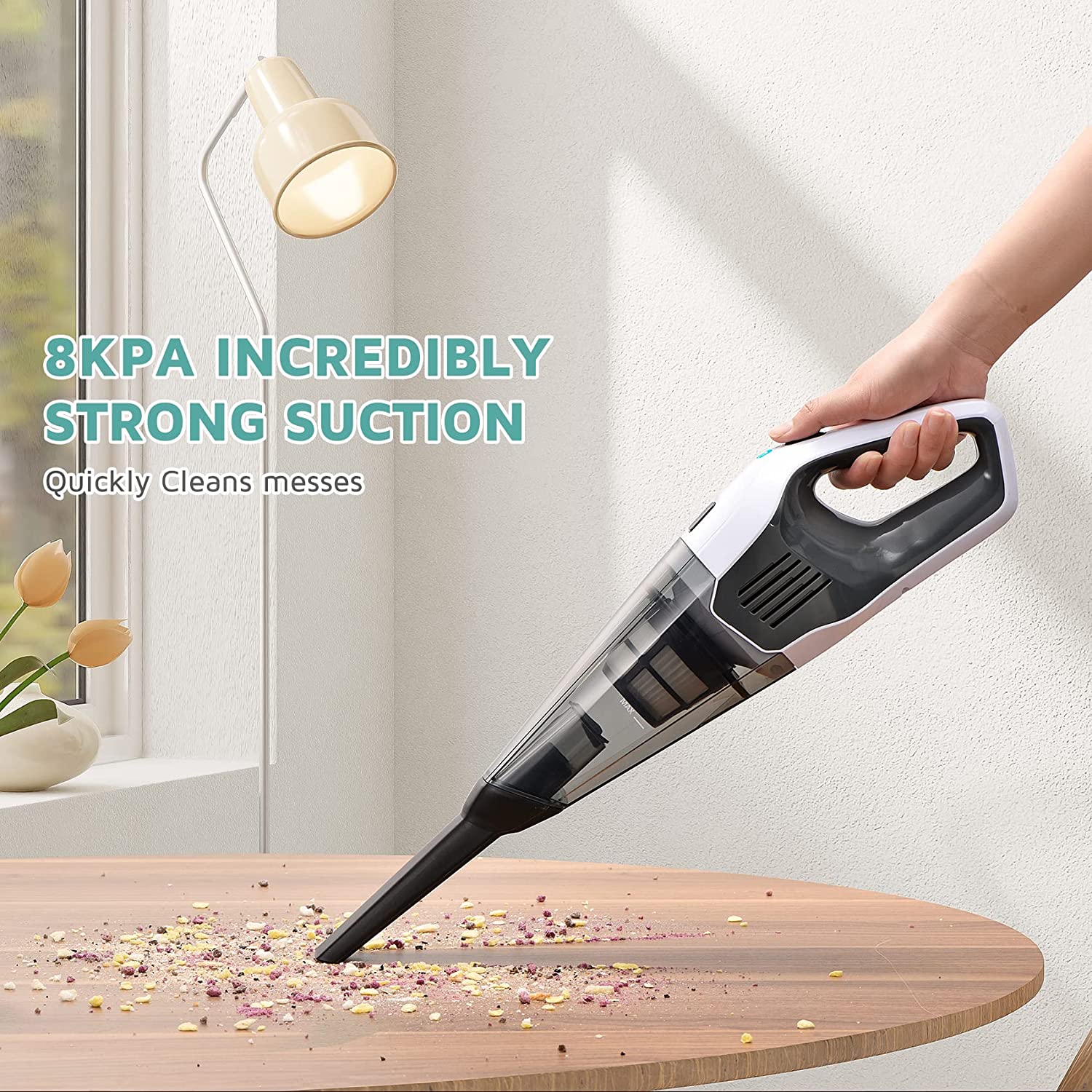 Handheld Vacuum Cleaner, 8000Pa Strong Suction Portable Hand Held Vacum Cordless with 25-30Mins Long Runtime Rechargeable Battery Lightweight for Home and Car Carpet Stairs Pet Hair Deep Cleaning Cheapest Price
