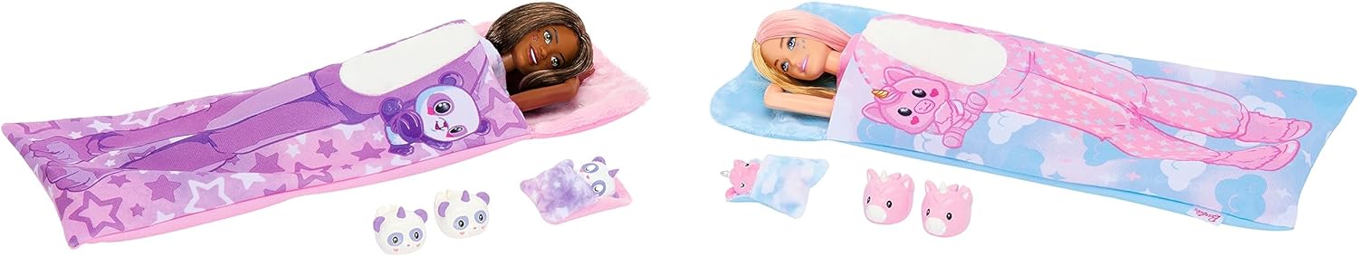 Barbie Cutie Reveal Gift Set with 2 Dolls & 2 Pets, Cozy Cute Tees Slumber Party with 35+ Surprises, Color Change & Costume Sleeping Bags Reasonable Price