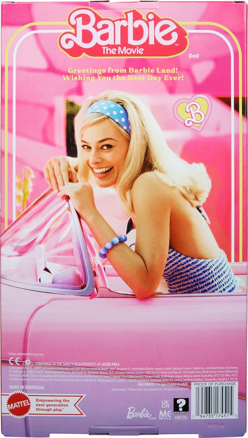 Barbie The Movie Doll, Margot Robbie as Barbie, Collectible Doll Wearing Blue Plaid Matching Set with Matching Hat and Jacket Reasonable Price
